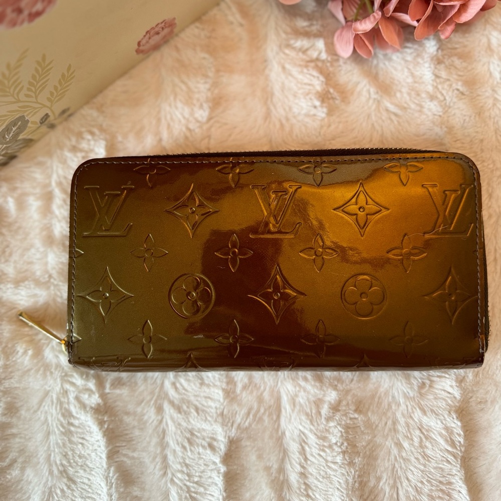 Louis Vuitton Vernis Bronze Long Zippy Wallet Authentic Zip Around Made In Spain - Picture 3 of 16